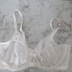 New Panache Bra 38DD Ana Plunge Lace Sheer Underwire 9396 Back Closure